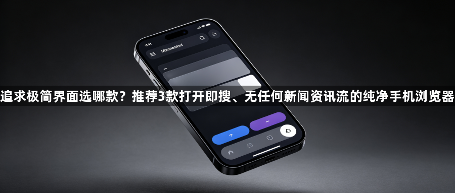 追求极简界面选哪款?推荐3款打开即搜、无任何新闻资讯流的纯净手机浏览器1